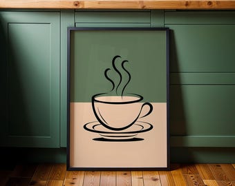 Minimalist Coffee Wall Art – Modern Espresso Print, Kitchen Cafe Decor, Barista Print