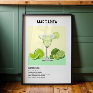 Margarita Cocktail Poster - Tequila Wandkunst, Bar Dekor, Küchen Kunstdruck, Hausbar Ästhetik, Mixologie Geschenk, Tiki Drink Druck