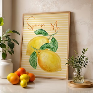 Lemon Kitchen Wall Art Print - Citrus Fruit Wall Decor, Modern Home Decor, Trendy Wall Art, Kitchen Wall Decor, Housewarming Gift