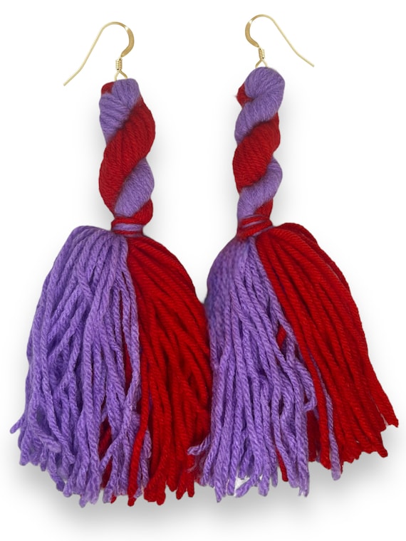 Yarn Tassel Twist Earrings Statement Dangle Earrings Boho Chic