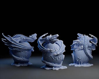 Drache um Ei gewickelt 3D STL-Datei | Perfekt für 3D Druck und Sammler | Digitaldruck bereit