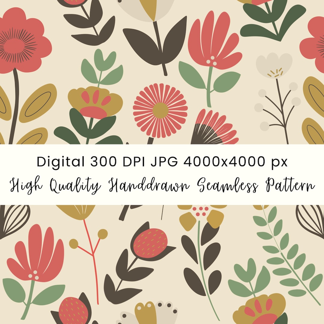 Boho Floral Seamless Pattern – Vintage Folk Art Flower Print, Retro ...