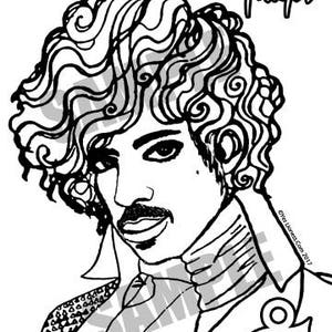 Prinz Purple Rain Portrait Digital herunterladbare Malseite