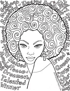 The Afro Affirmation Coloring Page - Etsy