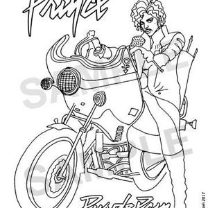Prince Purple Rain Digital Downloadable Coloring Page
