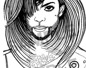 Prince Graffiti Bridge Hair Digital Downloadable Coloring Page