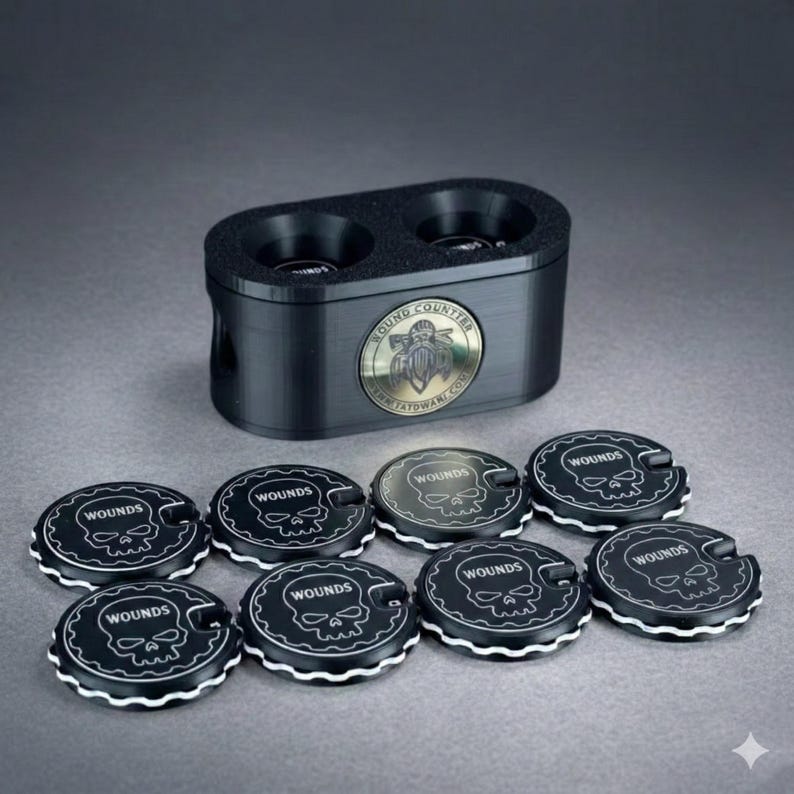 Damage Wound Tracker Set – x8 16 Wounds Counters, Textured Grips & Travel Case image 1