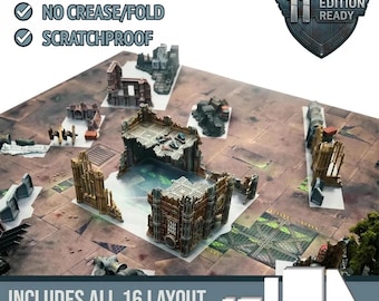 Terrain Layout Kit: Official Tournament Sizes for 40k (16 Pieces with Storage Folder)