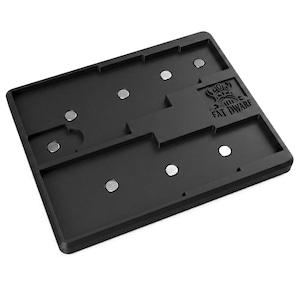 May include: A black rectangular tray with multiple compartments and embedded magnets. The tray features the text "FAT DWARF" and a Viking-style graphic. The tray is designed to hold small metal objects.