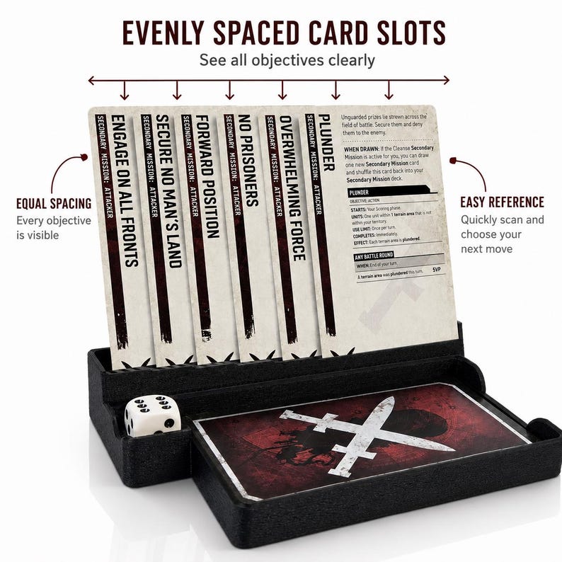 Mission & Secondary Card Deck Holder ( Chapter Approved ) Game Accessory (New for 11th) 11th Ed. (1-6 Cards)