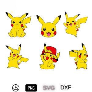 Pokemon Pikachu Layered SVG Pikacu Cartoon Clipart PNG Silhouette Cricut Cut File Ash Sticker Vector Instant Digital Download svg png eps