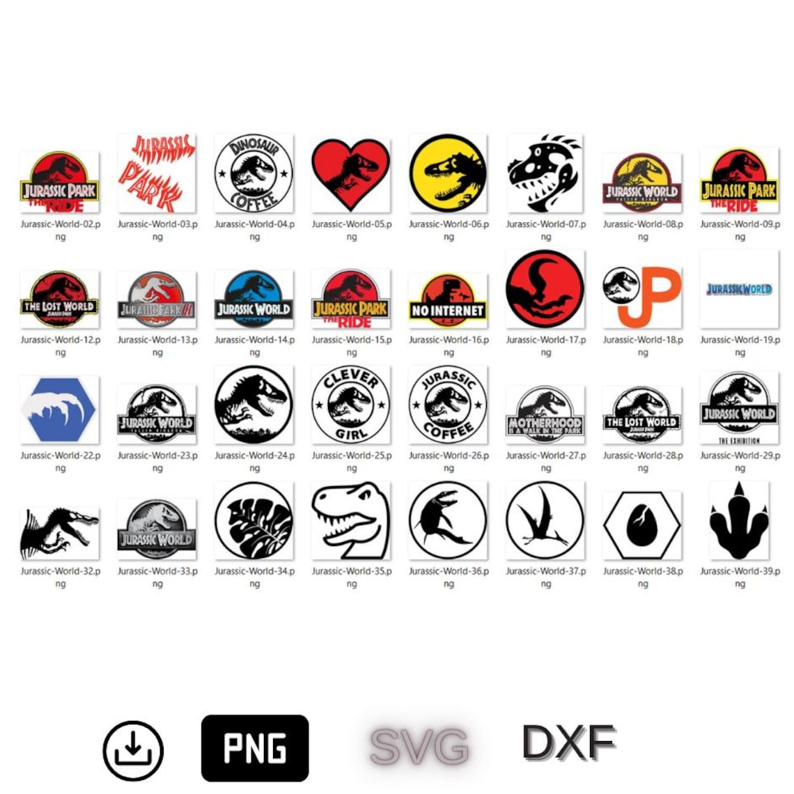 Jurassic Park SVG Bundle: Dinosaur Clipart, Jurassic World Logos ...
