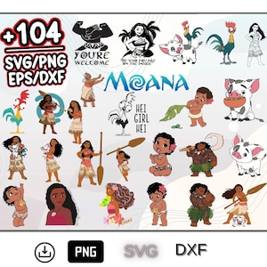 Moana SVG Bundle: Cricut Cut Files, Baby Moana PNG, Birthday Girl Clipart