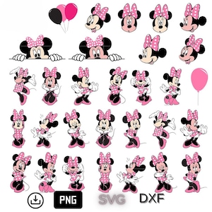 Pink Mouse Polka Dot Bow SVG PNG Bundle (Digital Download)
