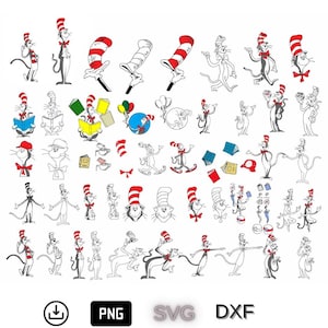 Dr. Seuss Cat in the Hat Clipart: SVG, PNG, Vector Files (Digital Download)