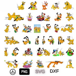Pacote png do Pluto Mickey, conjunto de clip art png do Pluto, pacote do Pluto, download instantâneo