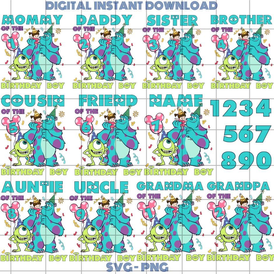 Birthday Bundle PNG, Birthday Monster Png, It's My Birthday Png, Family Matching Shirt Png, Birthday Sublimation, Custom Name Birthday Png