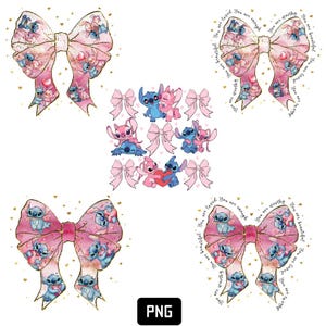Bow Coquette Valentine PNG: Stitch & Angel (Digital Download)