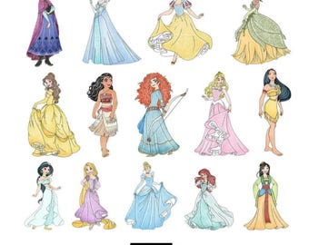All Princess PNG, Princess PNG Bundle, Princess Clipart, Cinderella, ariel, aurora png, Snow White png
