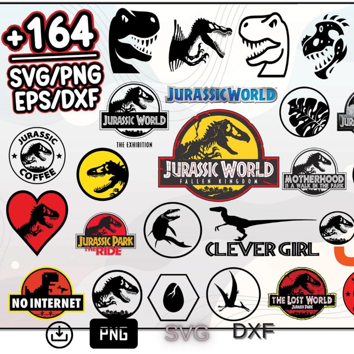 Jurassic Park SVG Bundle: Dinosaur Clipart, Jurassic World Logos ...