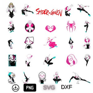 Clipart da Spider Gwen: Spider Verse SVG, Silhueta (Download Digital)