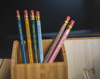 Literary Quote Pencils: Engraved Bookish Gift Set