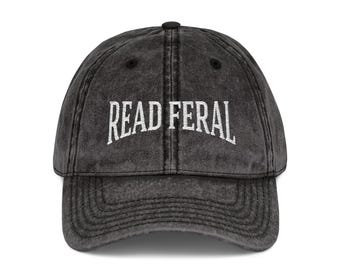 Read Feral Hat Embroidered Vintage Cap | Embroidery Claws Out Cat Headwear
