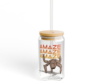 Amaze Amaze Amaze Project Hail Mary Inspired Sipper Glass | 16oz Clear Jar with Straw