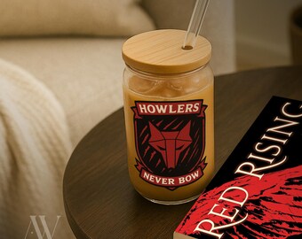 Red Rising Tumbler: Howlers Never Bow Glass Sipper with Lid & Straw