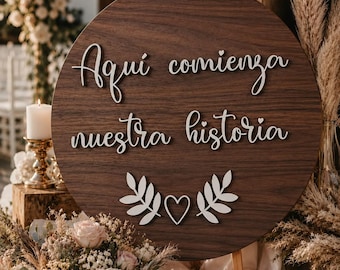 Personalized circular welcome sign for wedding