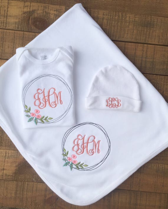 monogrammed baby blankets etsy