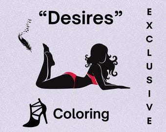 Sexy Dark Feminine Coloring Book | 6 Sultry & Seductive Women Art Pages | Sensual Adult Coloring | Printable PDF