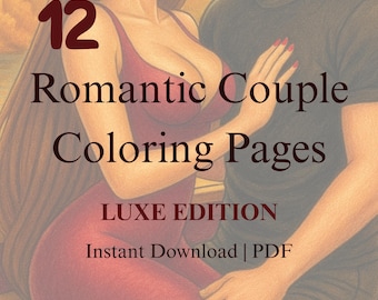 Romantic Couple Coloring Book Vol. 2 | 12 Elegant Love & Luxury Scenes | Adult Romance Art | Printable PDF Download
