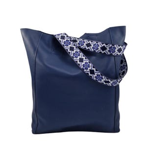Große Leder TOTE Tasche, handgemachte Damen Shopper Tasche, blaue Geldbörse – Leder Handtasche für Alltag, Büro, Reisen & Shopping