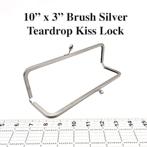 Matte Silver 10" Teardrop Purse Frame 10x3 Brush Nickel Clutch Vintage Closure Wholesale Craft Supplies DIY Handbag Old Hollywood Purses