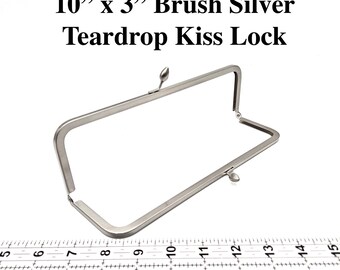 Marco para bolso en forma de lágrima de 10" en plata mate, 10x3, níquel cepillado, cierre vintage, suministros para manualidades al por mayor, bolsos DIY, bolsos estilo Hollywood antiguo