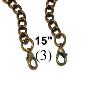 5% OFF (3) 15.5 inch antique brass purse straps, short clutch chains, vintage purse chains, anitque gold chains, bronze wristlets