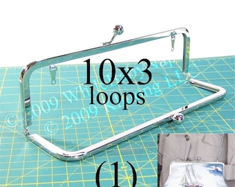 10x3 Nickel silver kisslock with LOOPS frame for purse chains, crossbody bag, totes, weekend bag, handbag, mother-in-law, Mother's Day