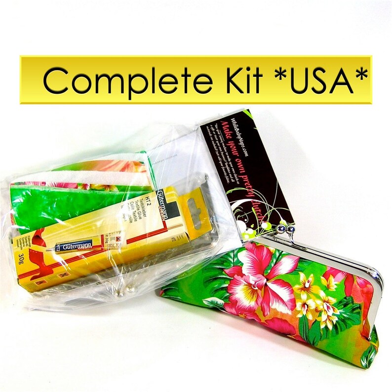 COMPLETE Make Your Own Clutch Kit with Resort fabric included & 6 patterns for USA customers image 1