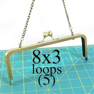 5 frames of 8x3 Antique Brass with LOOPS for clutches and crossbody purses