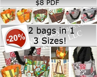 PDF  Reversible Patchwork Bag  3 different sizes