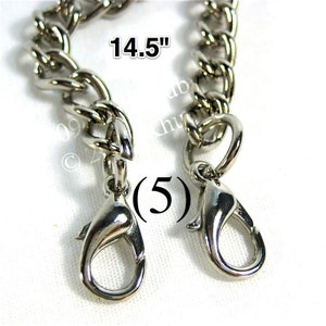 5 cadenas cortas para bolsos sin níquel, cadenas de plata para clutch de 15.5 pulgadas, correas para bolsos, muñequeras plateadas, cadenas para bolsos, correas metálicas para billeteras