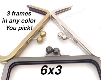 3 of 6x3 inch purse frames for bridesmaids flower girls crossbody bags in Antique Brass Nickel or Duskcoat Gunmetal™ FREE US shippping