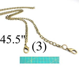 5% de descuento en 3 correas de hombro de oro antiguo, cadenas de hombro de latón antiguo de 47,5 pulgadas, carteras de novia, bolsos vintage, cadenas de mano de noche