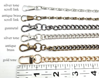 Correa cruzada de 45,5 a 47 pulgadas, cadena plateada para bolso de noche, correa larga, cadena de latón antiguo, correas doradas, cadenas color bronce.