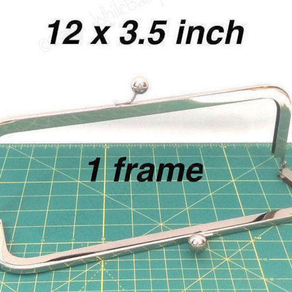 12x3.5 inch Nickel metal purse frame kisslock for cinema purse or large handbags