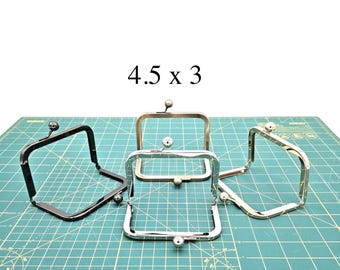 Antique Brass 4.5"x3" Metal Purse Frame Silver Wallet Nickel Kiss Lock Clutch Bronze White Flower Girl Bag Small Gold Bridal Shower Gunmetal