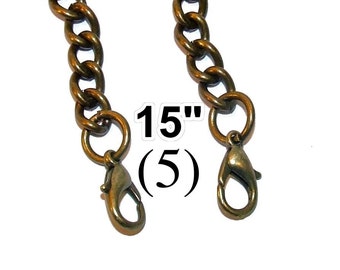 10% OFF (5) 15.5 inch antique brass purse chain, vintage gold clutch chains, short wristlets, bronze metal clutch chains, linked purse chain