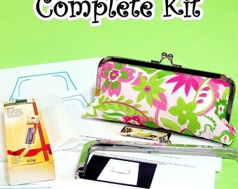 COMPLETE Make Your Own clutch kit with Lily fabric included  & 6 patterns  USA only