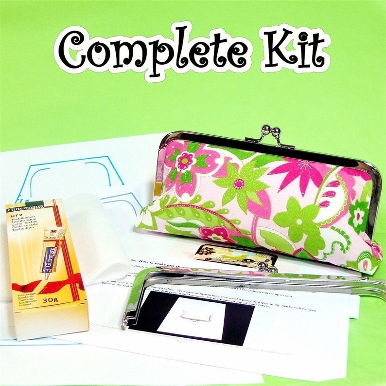 COMPLETE Make Your Own clutch kit with Lily fabric included & 6 patterns USA only image 1